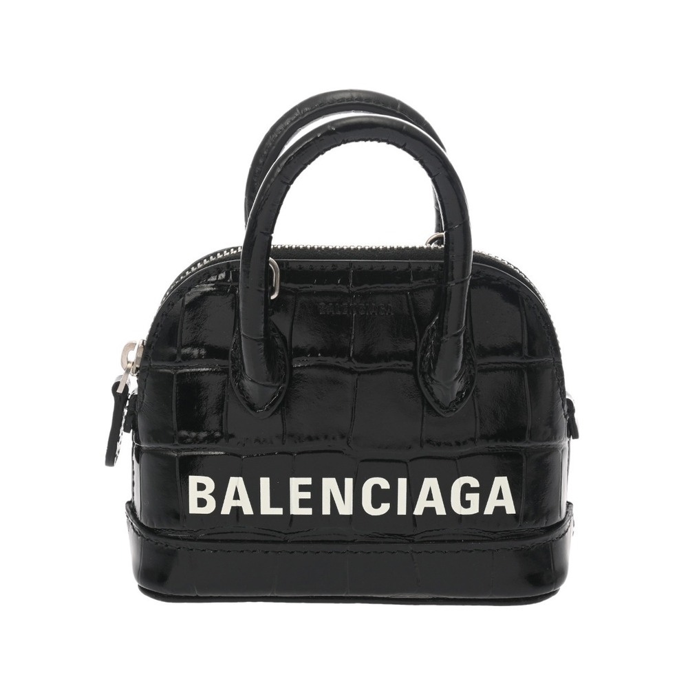 BALENCIAGA Ville Top Handle Black Crocodile Handbag
